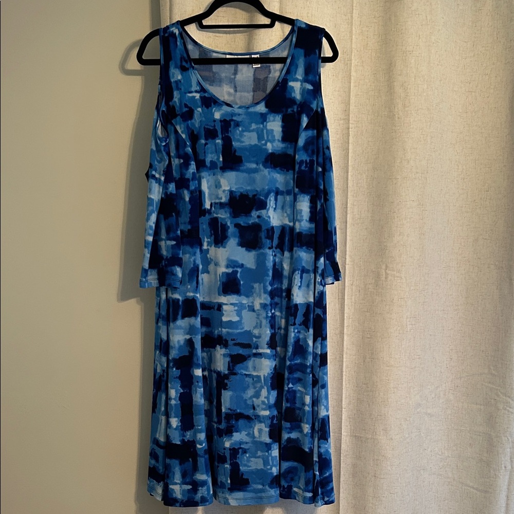 Susan Graver Blue Abstract Print Women's Dress